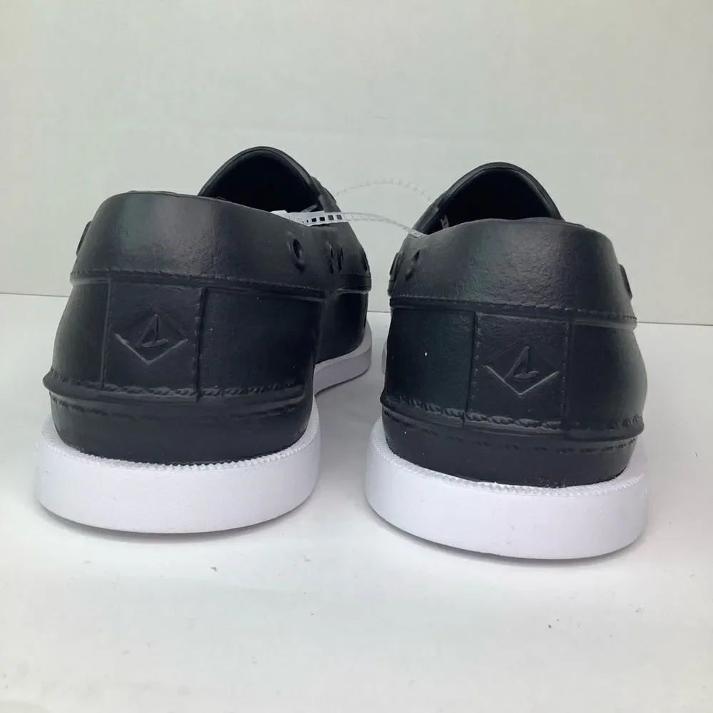NWOT! Sperry Float Boat Black/White Rubber Women’s Slip On Shoes Sz 9M